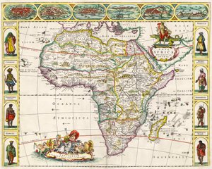 Mapa Afryki z Nova Africa Descriptio, opublikowana w Amsterdamie w latach 60. XVII wieku przez holenderskiego kartografa Frederika de Wita